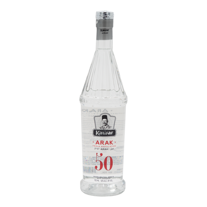 Kawar Premium Red Arak 50% 700ml bottle, front view on transparent background